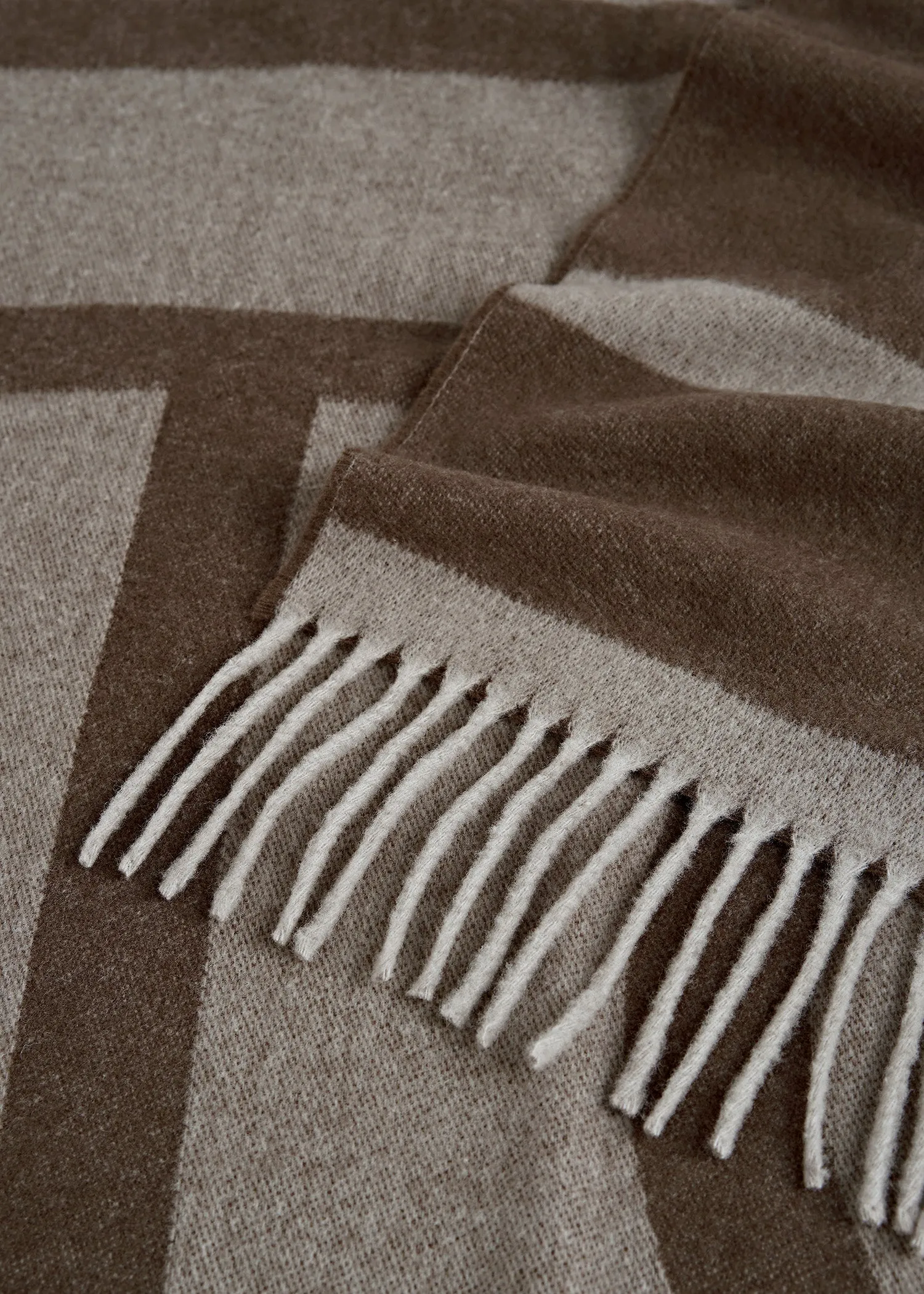 Monogram jacquard wool scarf dark beige