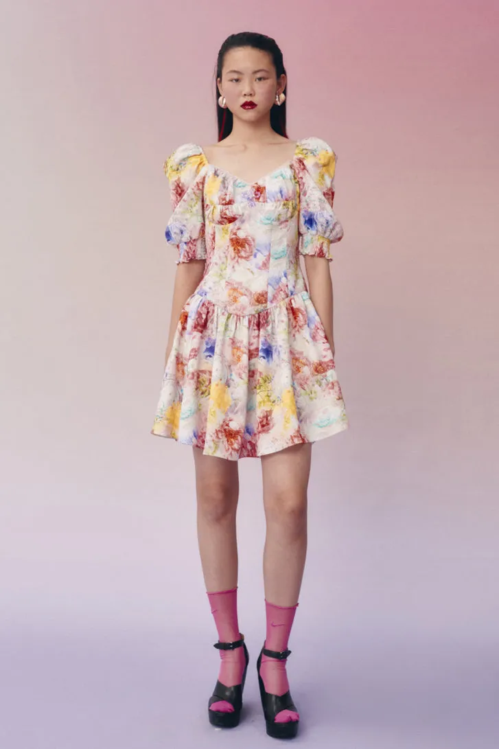 Mukzin | Floral Open Collar Dress