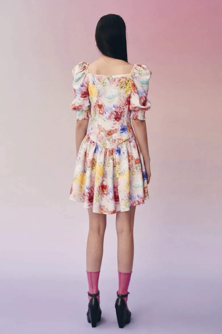 Mukzin | Floral Open Collar Dress