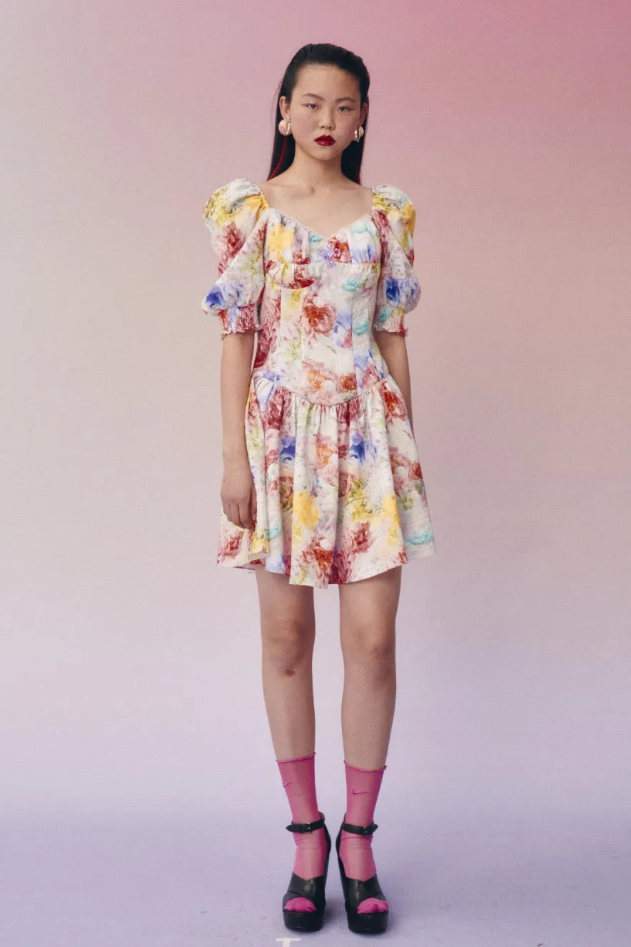 Mukzin | Floral Open Collar Dress