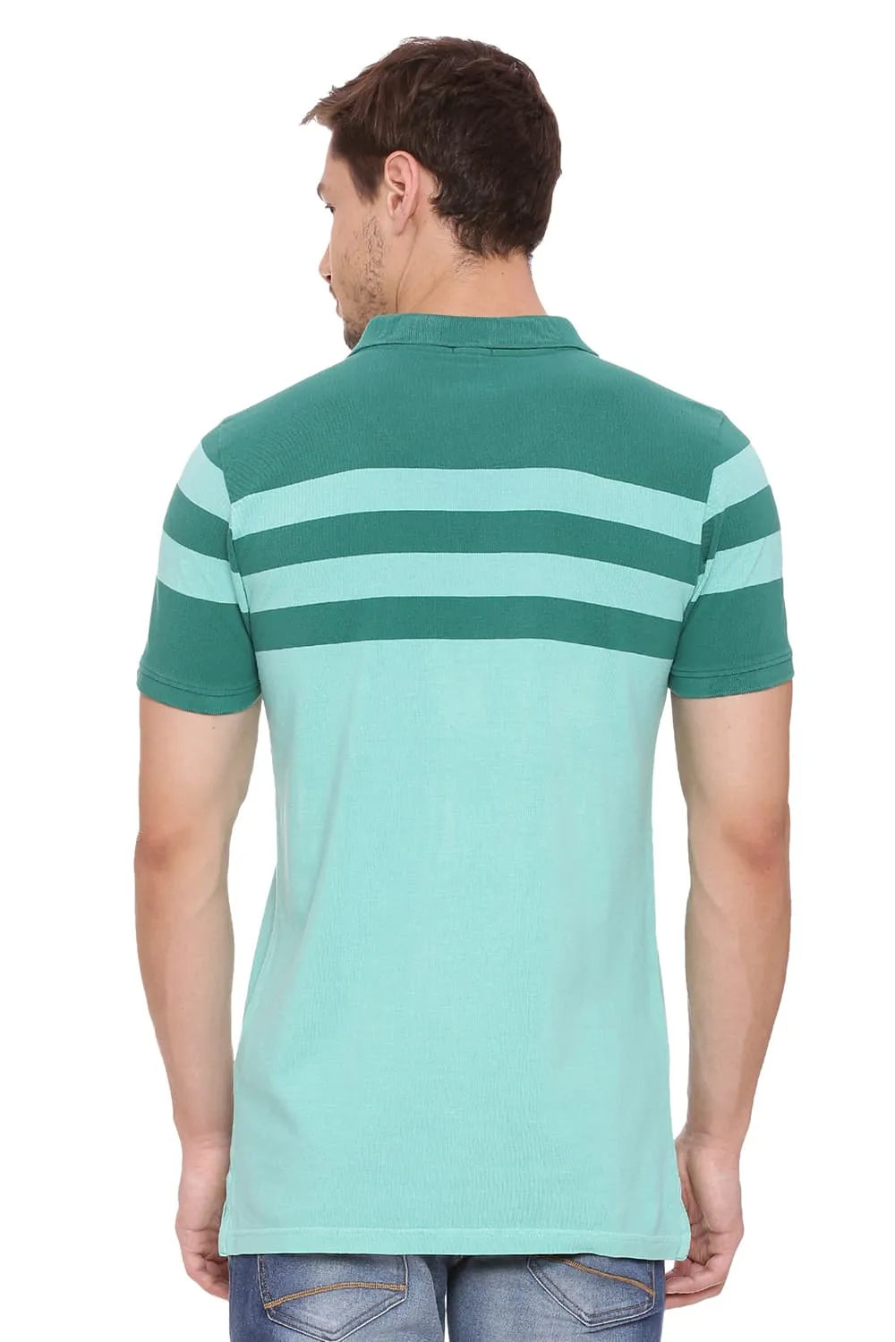 Muscle Fit Stripes Polo T Shirt