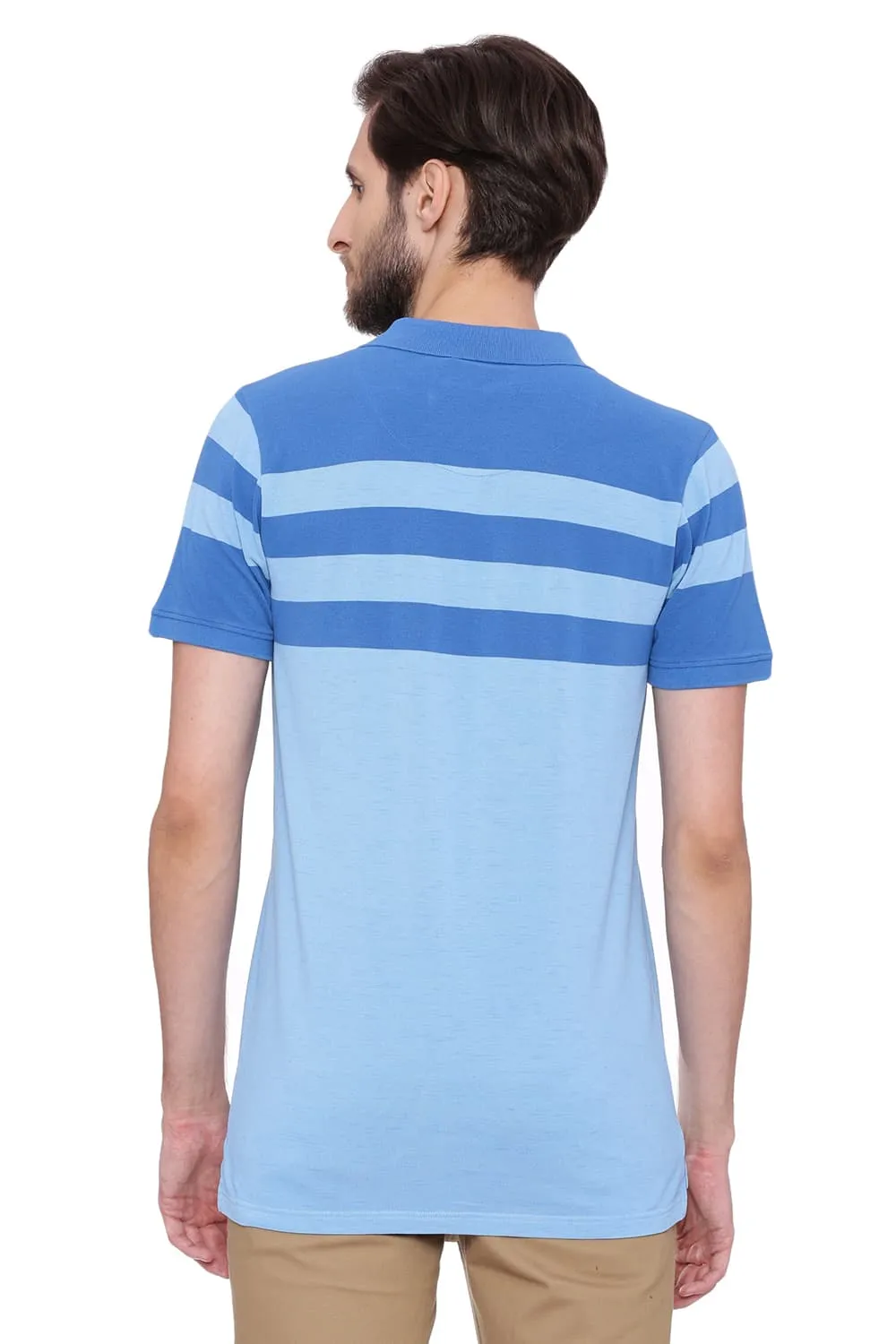 Muscle Fit Stripes Polo T Shirt