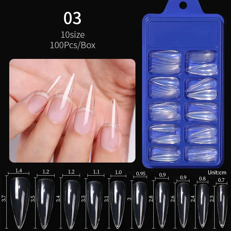 Nail Art Press on False Nails Fake Nails Coffin Gel Nails Extension System Full Cover Short Nail Soft Gel Tips Accessories Tool