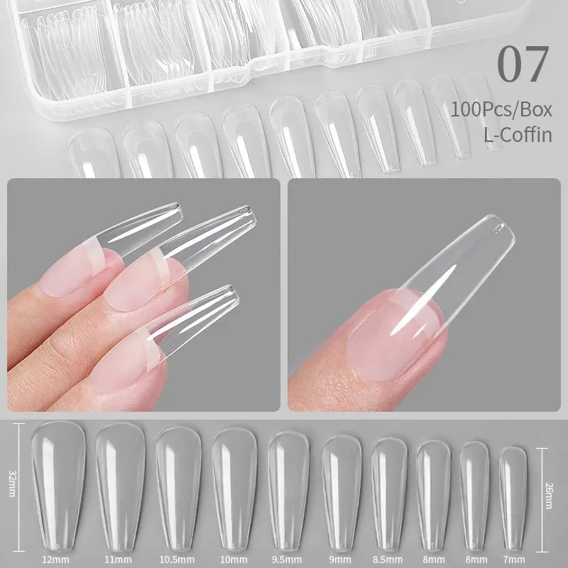 Nail Art Press on False Nails Fake Nails Coffin Gel Nails Extension System Full Cover Short Nail Soft Gel Tips Accessories Tool