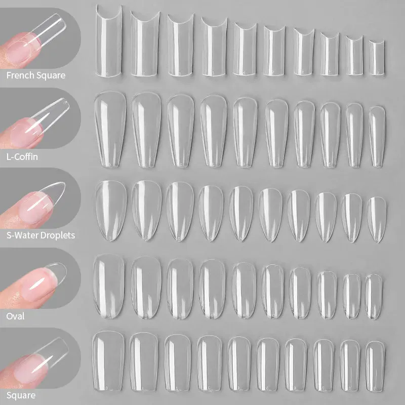 Nail Art Press on False Nails Fake Nails Coffin Gel Nails Extension System Full Cover Short Nail Soft Gel Tips Accessories Tool