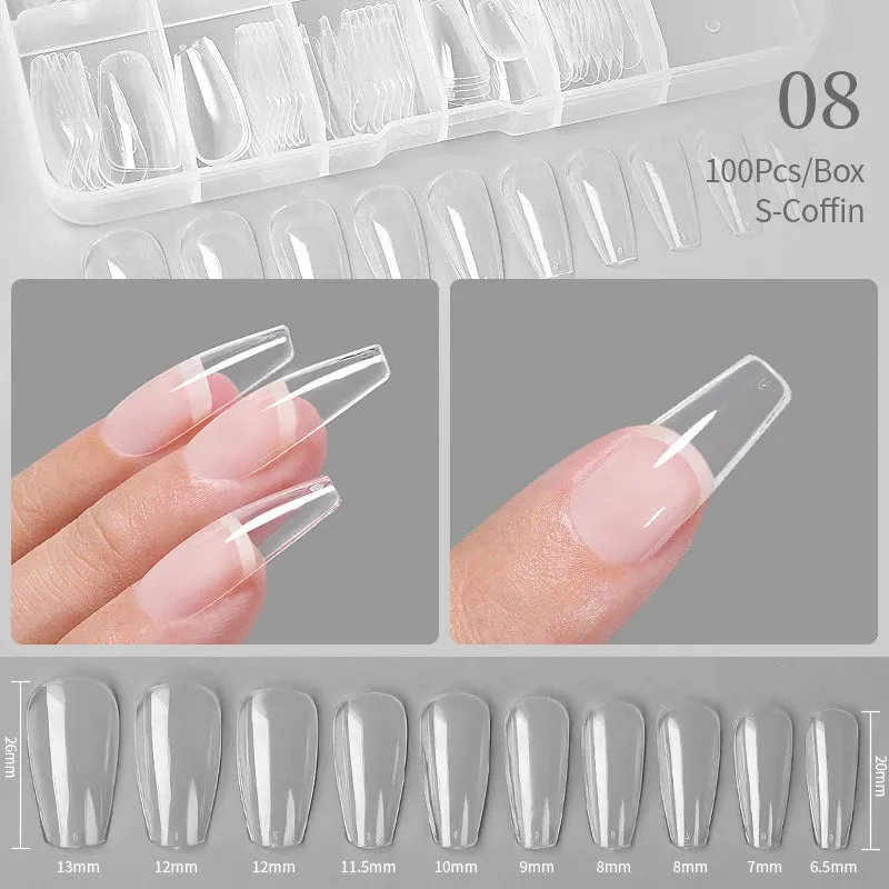 Nail Art Press on False Nails Fake Nails Coffin Gel Nails Extension System Full Cover Short Nail Soft Gel Tips Accessories Tool