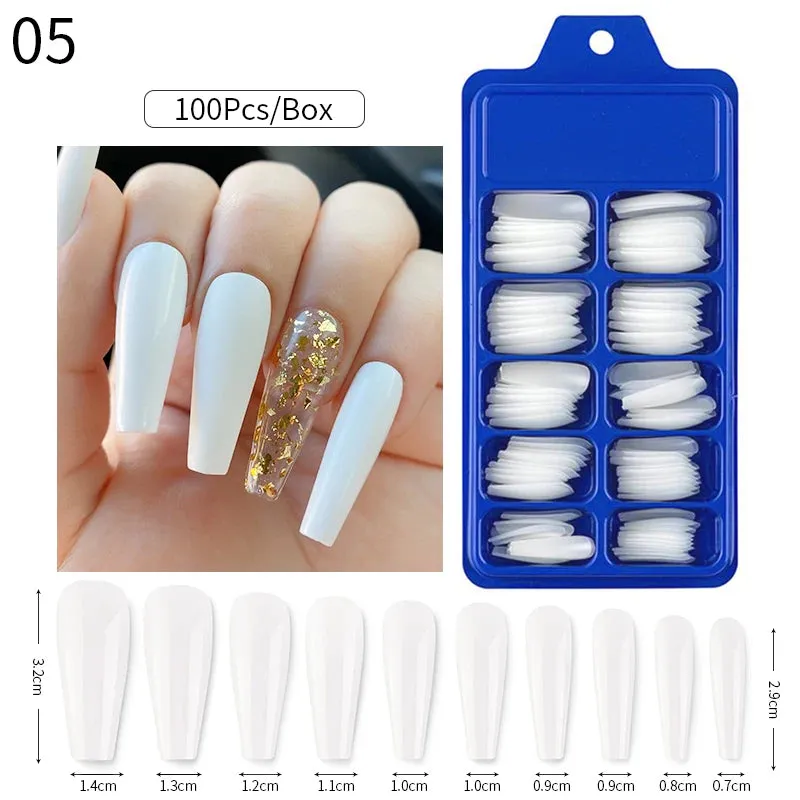 Nail Art Press on False Nails Fake Nails Coffin Gel Nails Extension System Full Cover Short Nail Soft Gel Tips Accessories Tool