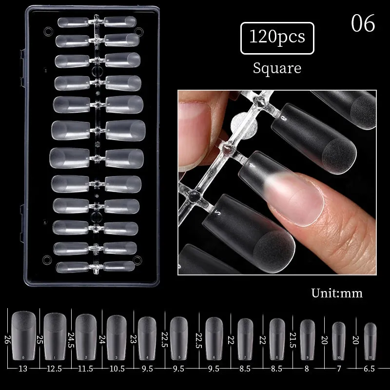 Nail Art Press on False Nails Fake Nails Coffin Gel Nails Extension System Full Cover Short Nail Soft Gel Tips Accessories Tool