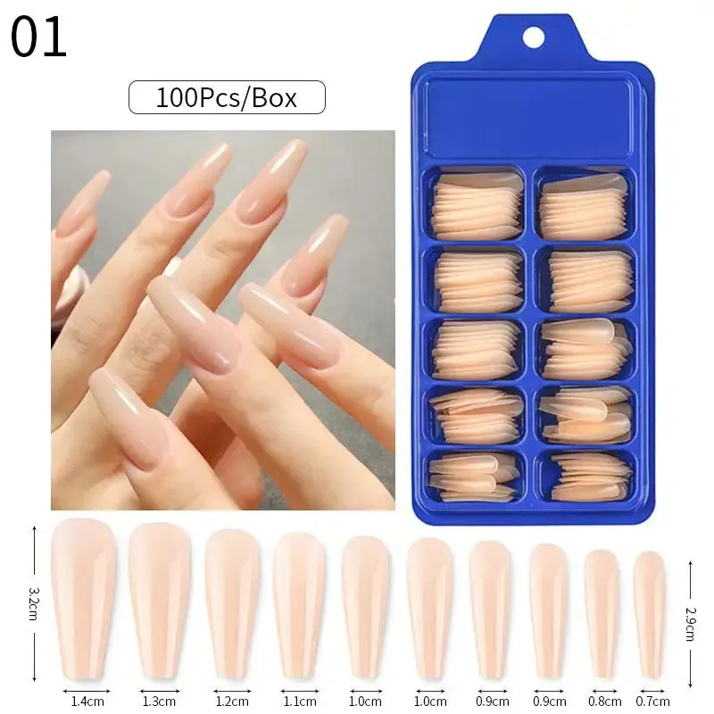 Nail Art Press on False Nails Fake Nails Coffin Gel Nails Extension System Full Cover Short Nail Soft Gel Tips Accessories Tool