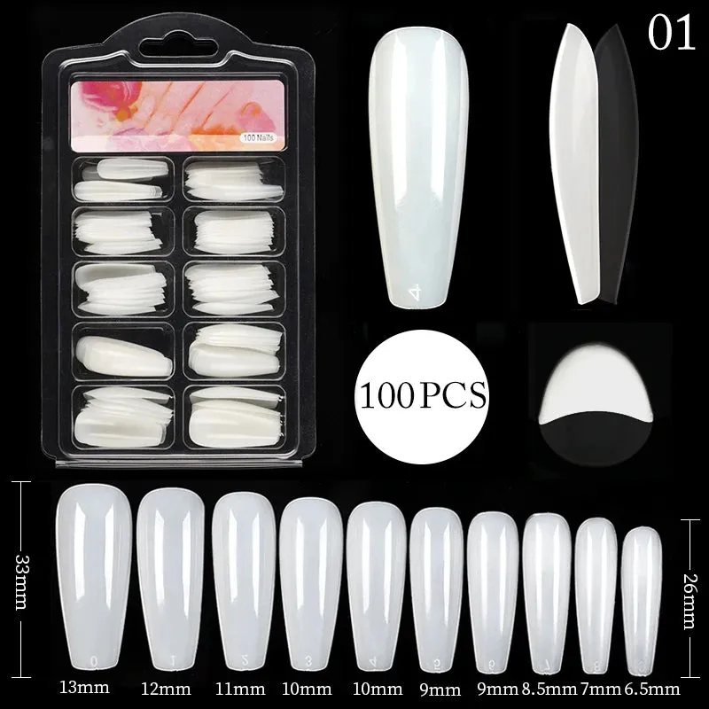 Nail Art Press on False Nails Fake Nails Coffin Gel Nails Extension System Full Cover Short Nail Soft Gel Tips Accessories Tool