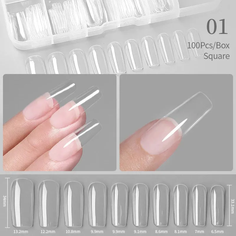 Nail Art Press on False Nails Fake Nails Coffin Gel Nails Extension System Full Cover Short Nail Soft Gel Tips Accessories Tool