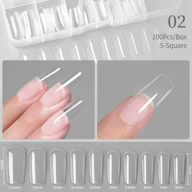 Nail Art Press on False Nails Fake Nails Coffin Gel Nails Extension System Full Cover Short Nail Soft Gel Tips Accessories Tool