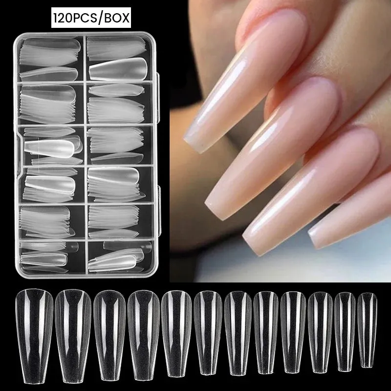 Nail Art Press on False Nails Fake Nails Coffin Gel Nails Extension System Full Cover Short Nail Soft Gel Tips Accessories Tool