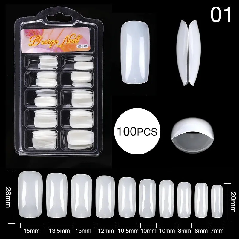 Nail Art Press on False Nails Fake Nails Coffin Gel Nails Extension System Full Cover Short Nail Soft Gel Tips Accessories Tool