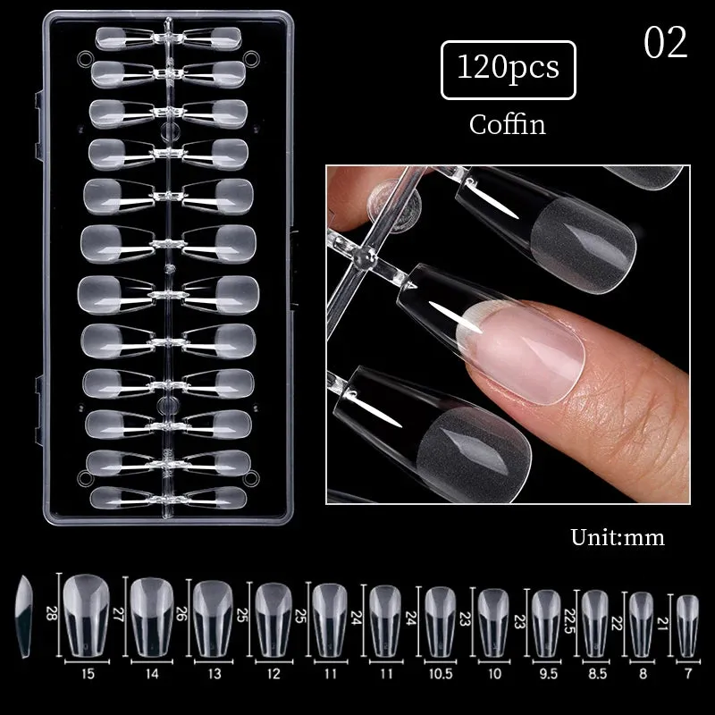 Nail Art Press on False Nails Fake Nails Coffin Gel Nails Extension System Full Cover Short Nail Soft Gel Tips Accessories Tool