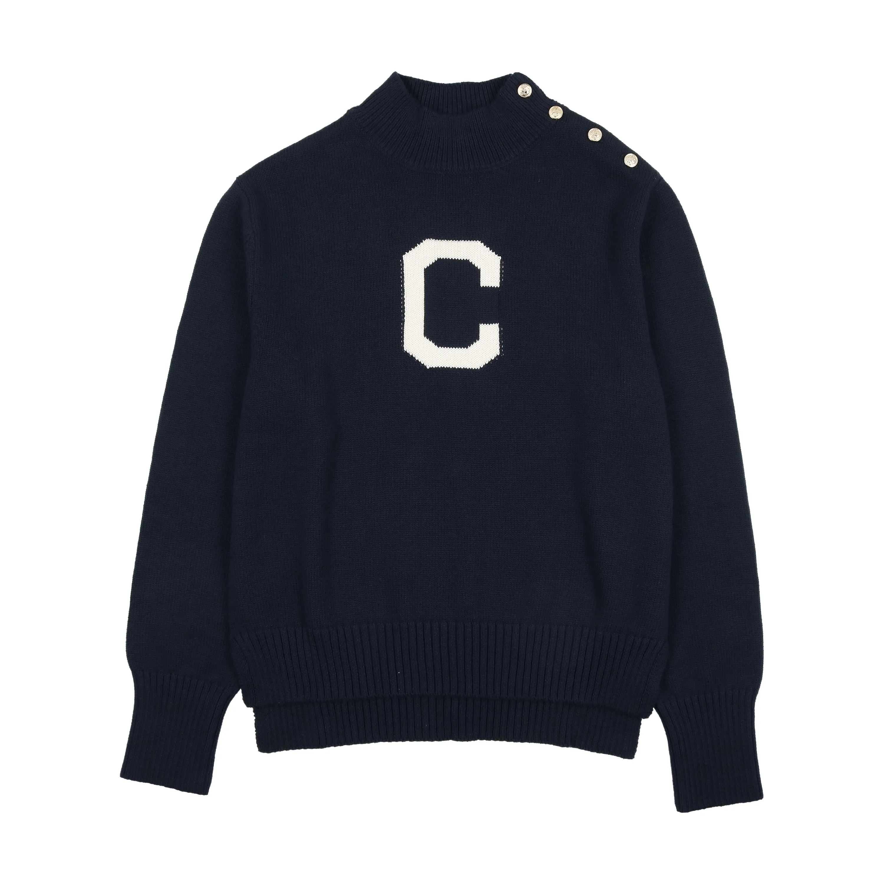 Navy Button Turtleneck