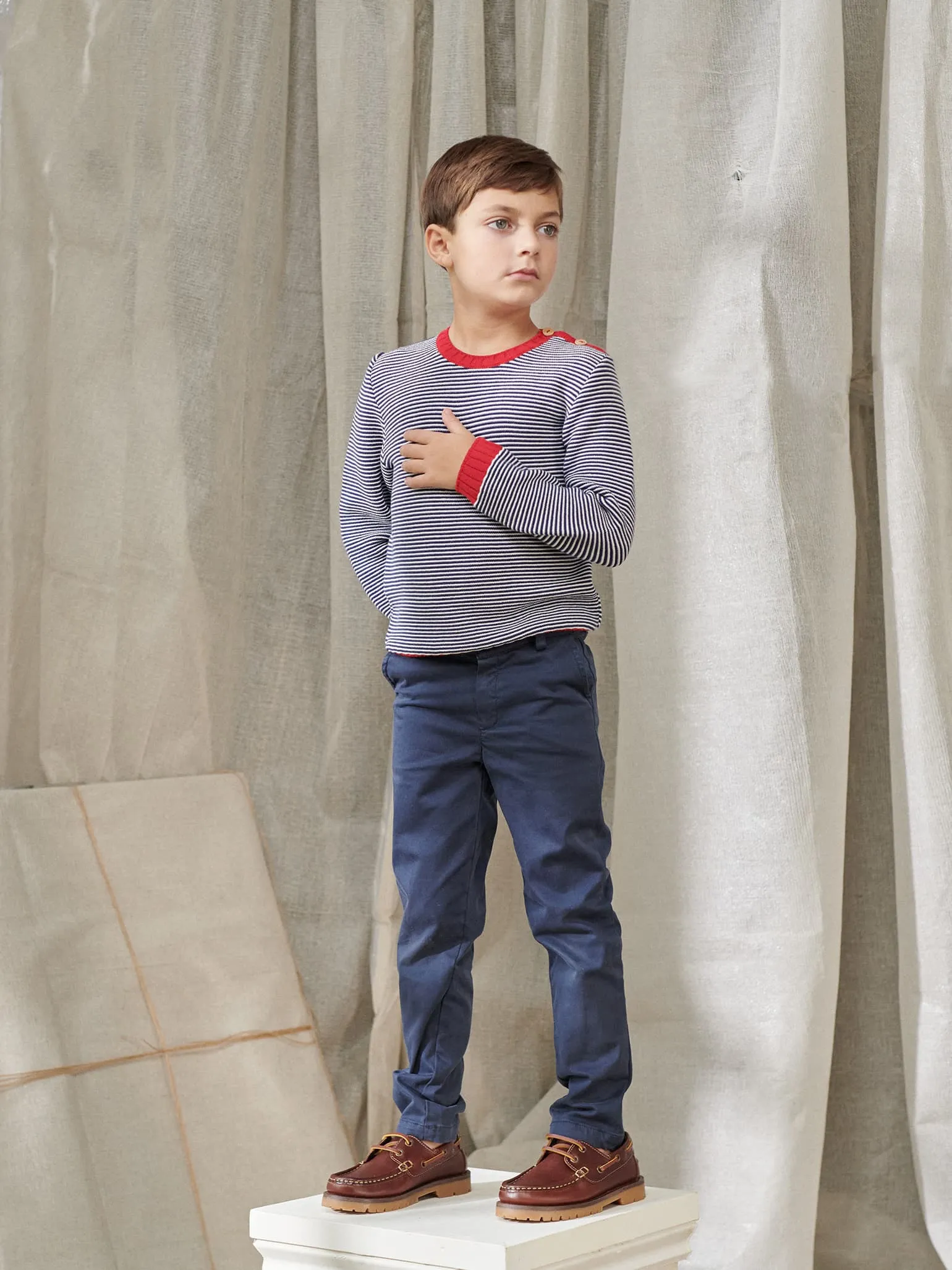 Navy Elio Boy Cotton Chinos