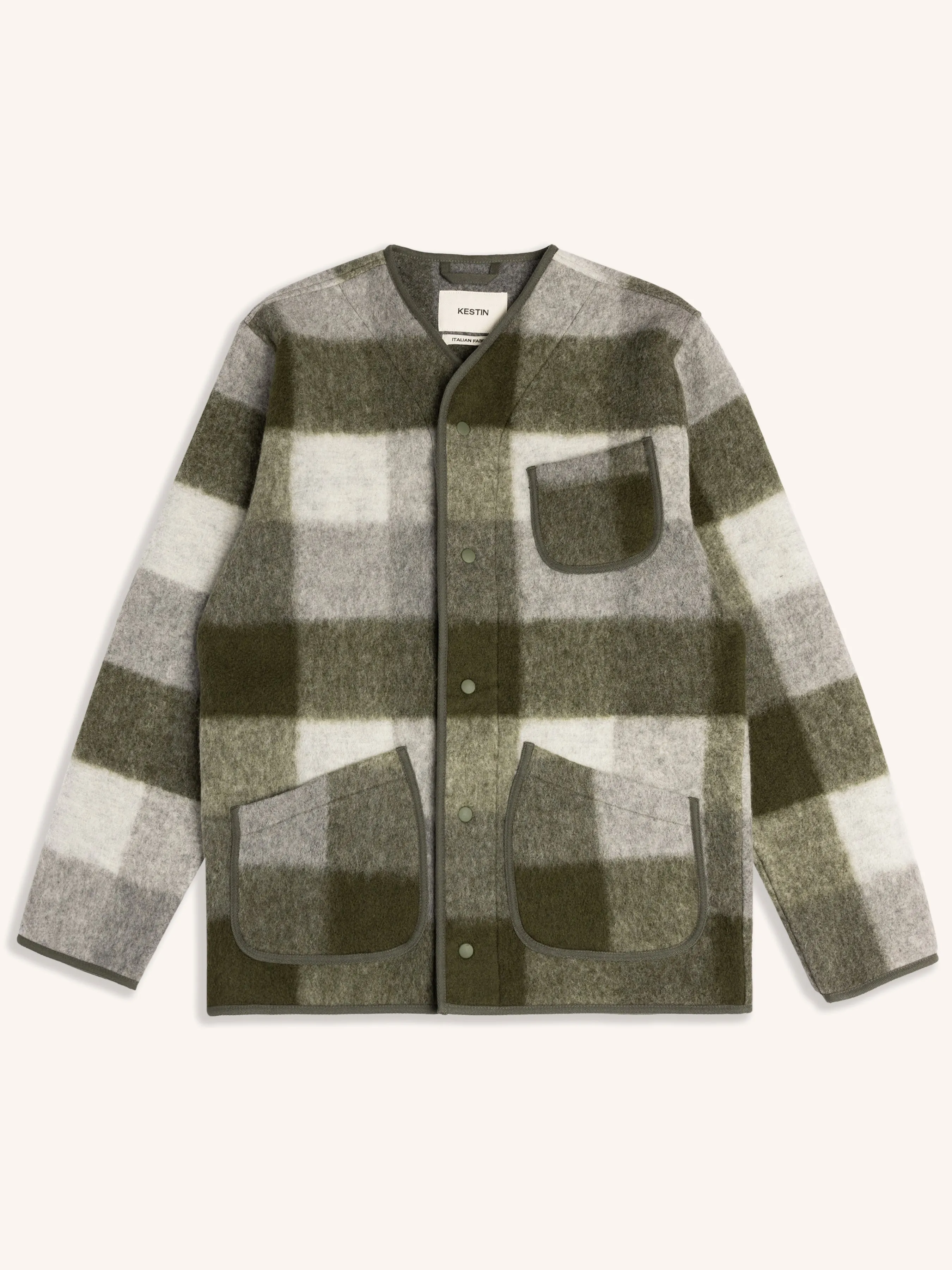 Neist Cardigan in Forest Check Wool Blend