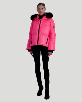 Neon Après-Ski Jacket with Detachable Toscana Shearling Lamb Hood Trim