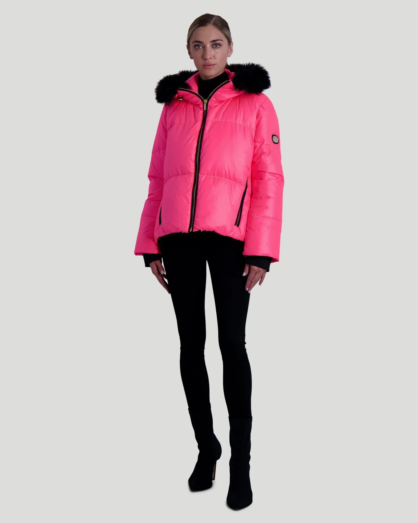 Neon Après-Ski Jacket with Detachable Toscana Shearling Lamb Hood Trim