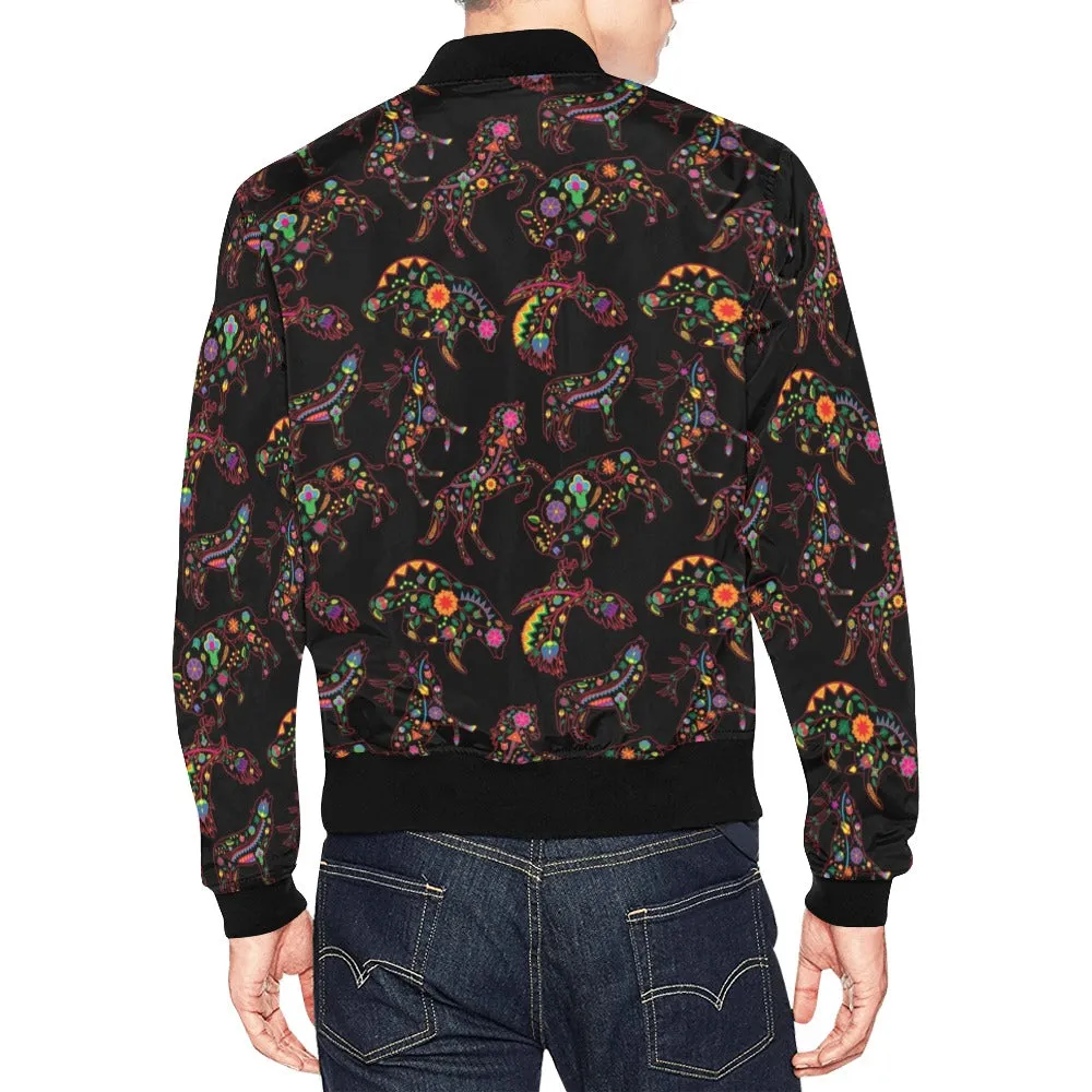 Neon Floral Animals Bomber Jacket for Men