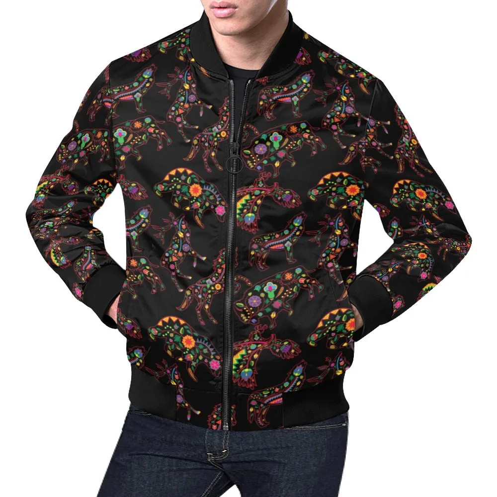 Neon Floral Animals Bomber Jacket for Men