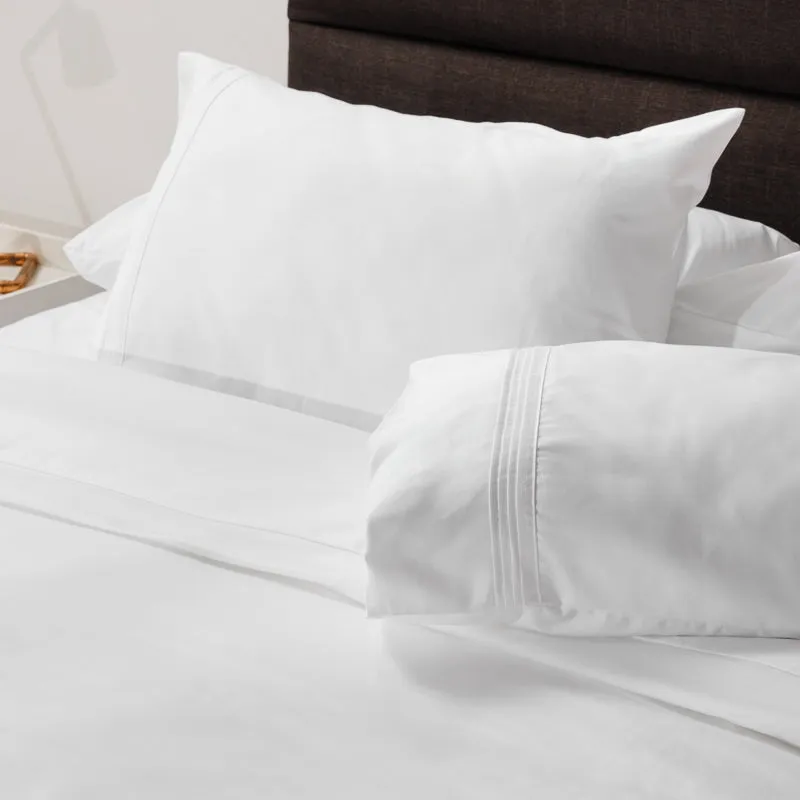 Nest 250 Thread Count Cotton Rich Duvet Cover Set - Pleat Tuck White