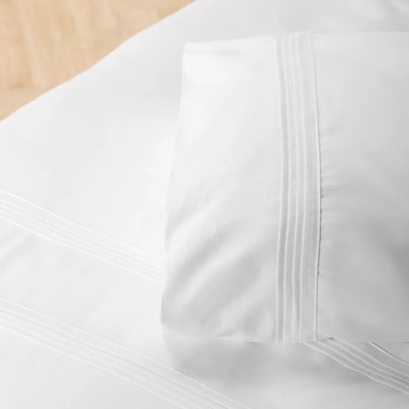 Nest 250 Thread Count Cotton Rich Duvet Cover Set - Pleat Tuck White