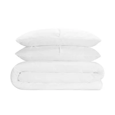 New - Twin XL 2pc Simply Clean Pleated Duvet Set White - Serta