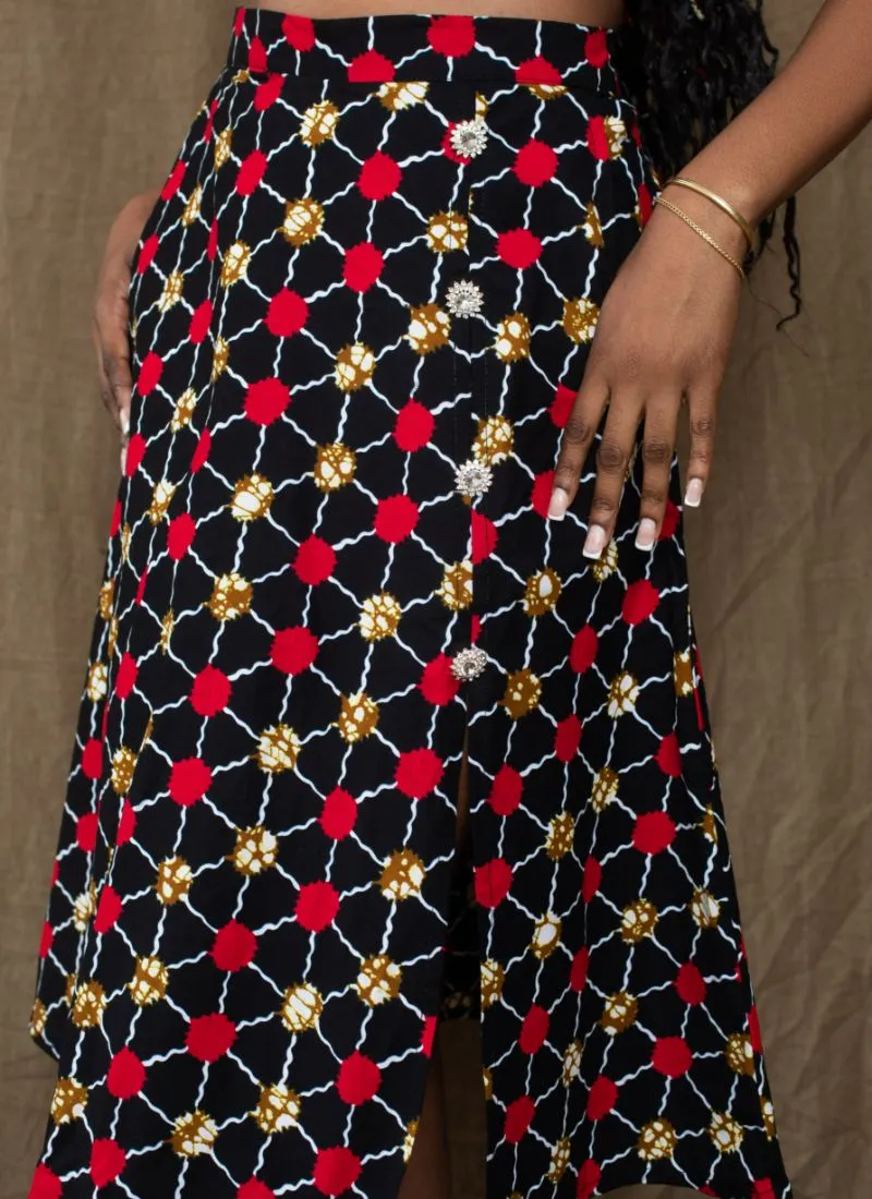 Oluyomi Button Down Midi Skirt