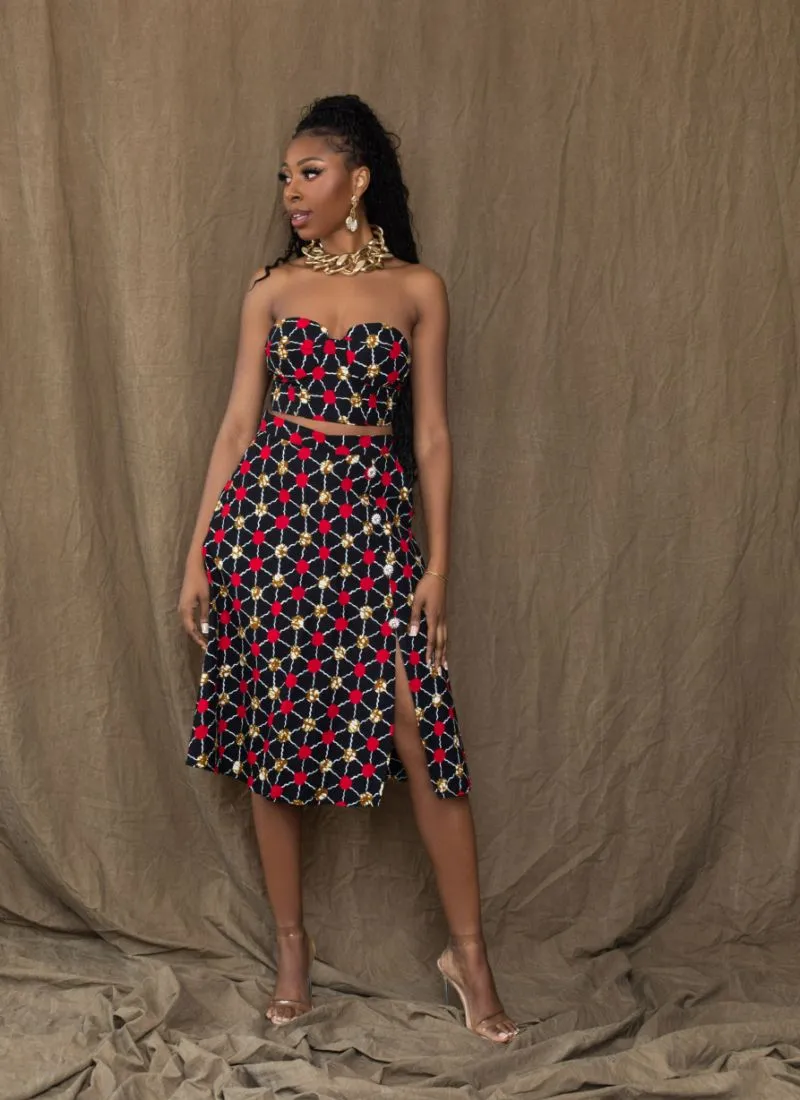 Oluyomi Button Down Midi Skirt