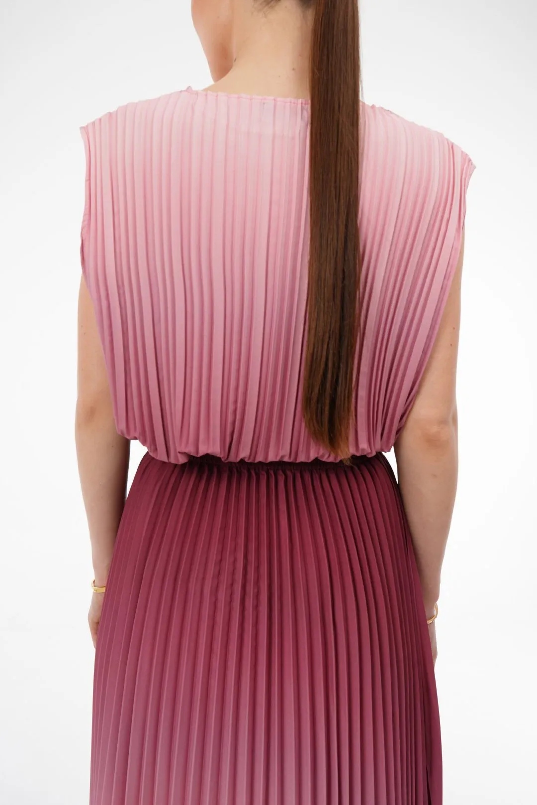 Ombre Palazzo Pleated Top