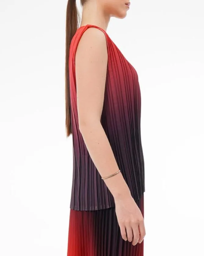 Ombre Palazzo Pleated Top