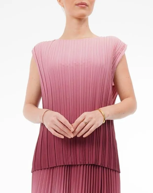 Ombre Palazzo Pleated Top