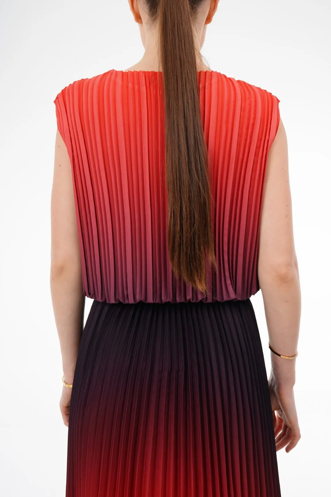 Ombre Palazzo Pleated Top