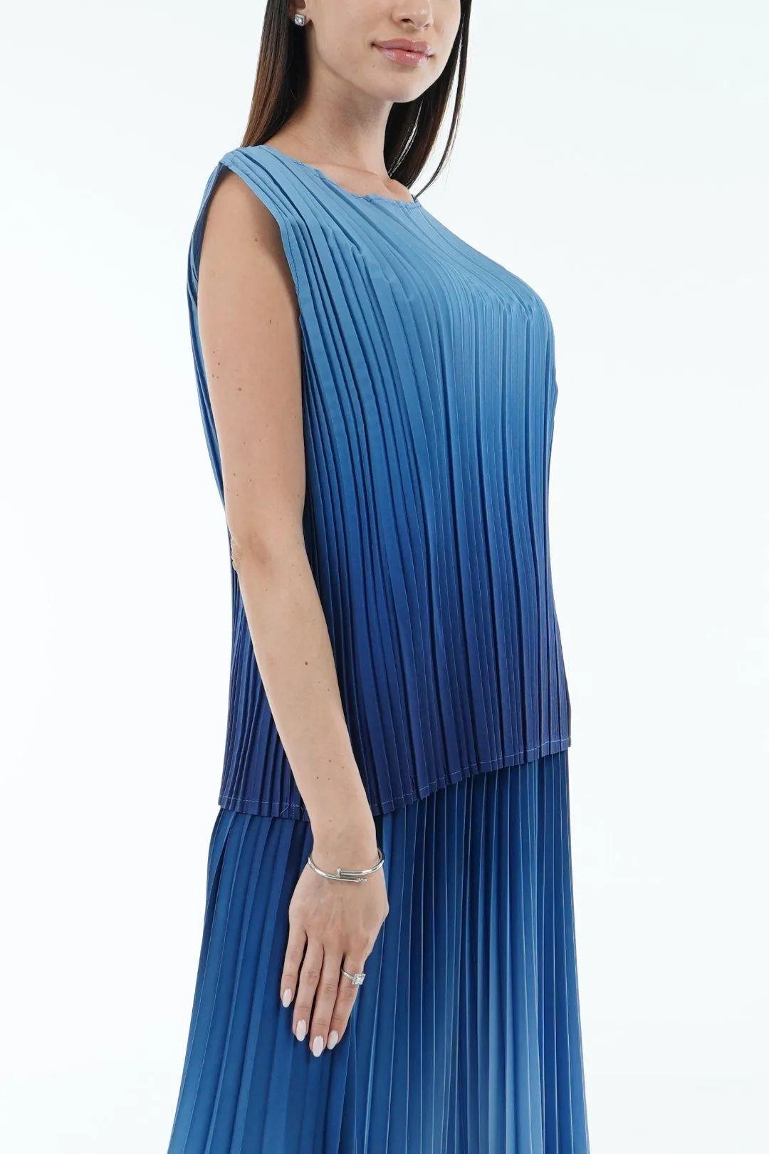 Ombre Palazzo Pleated Top