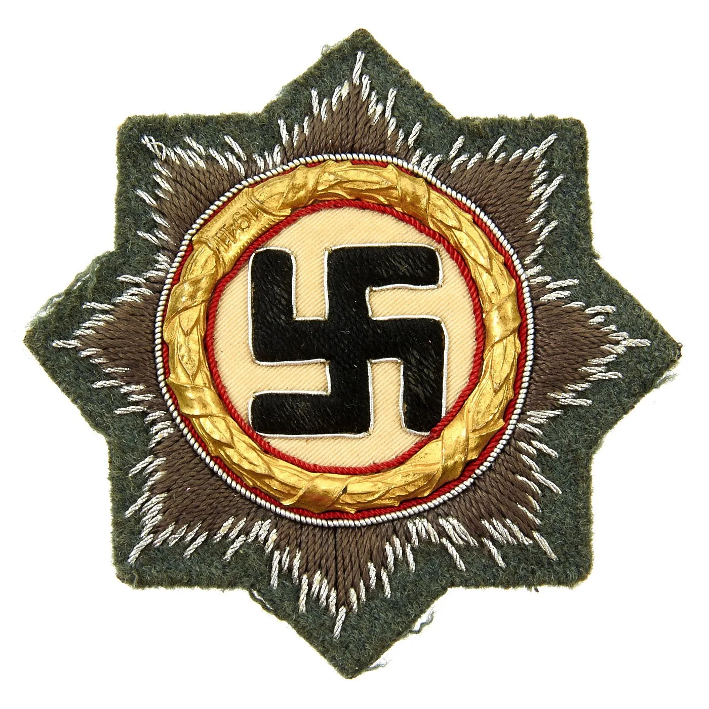 Original German WWII Heer Gold 1941 German Cross Award Embroidered Cloth Badge