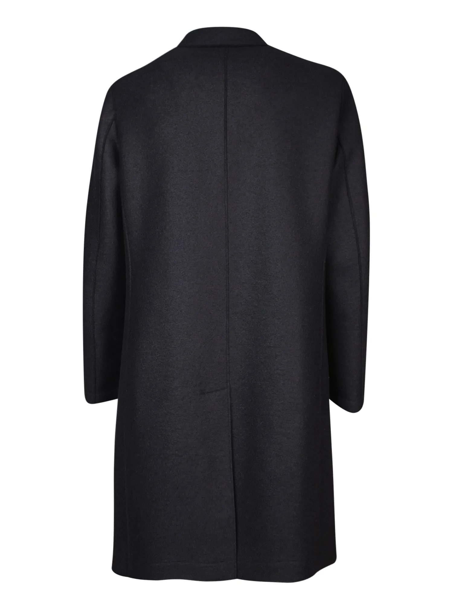 Oversized Double-Breasted Black Wool Coat