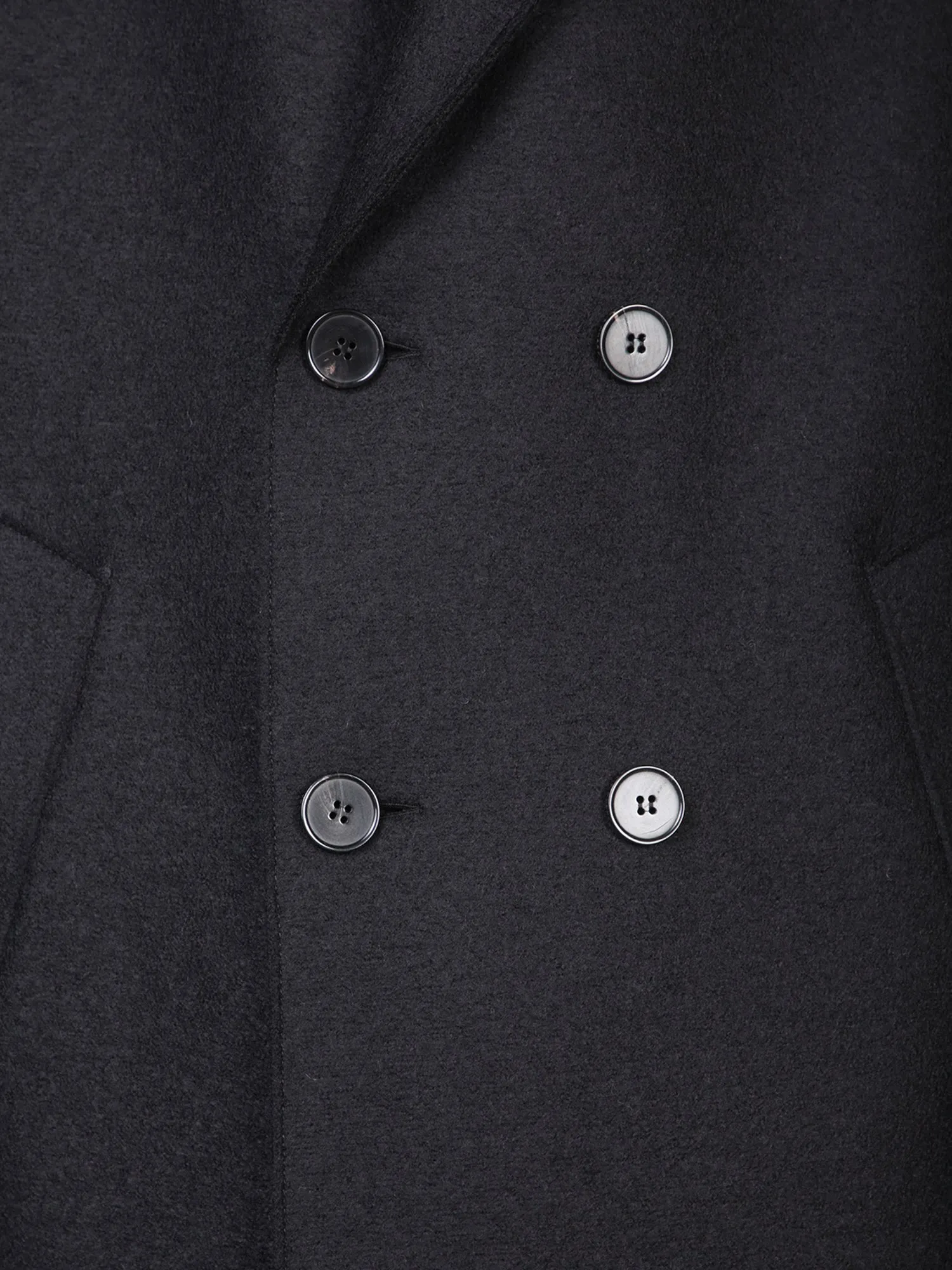 Oversized Double-Breasted Black Wool Coat