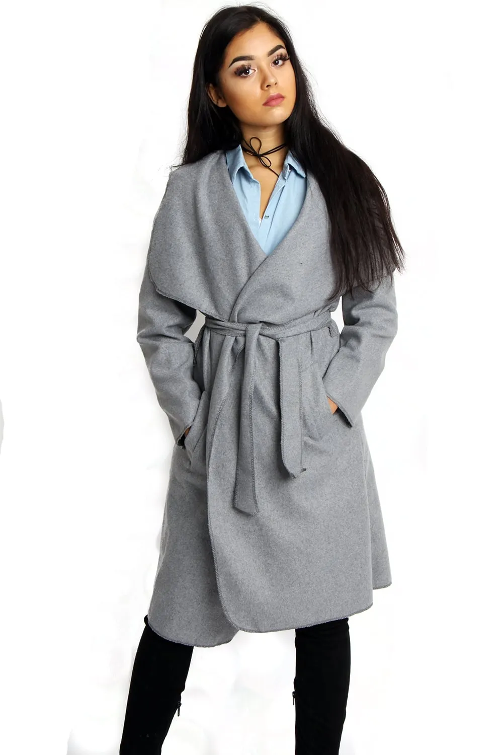 Oversized Wool Waterfall Trench Jacket Coat