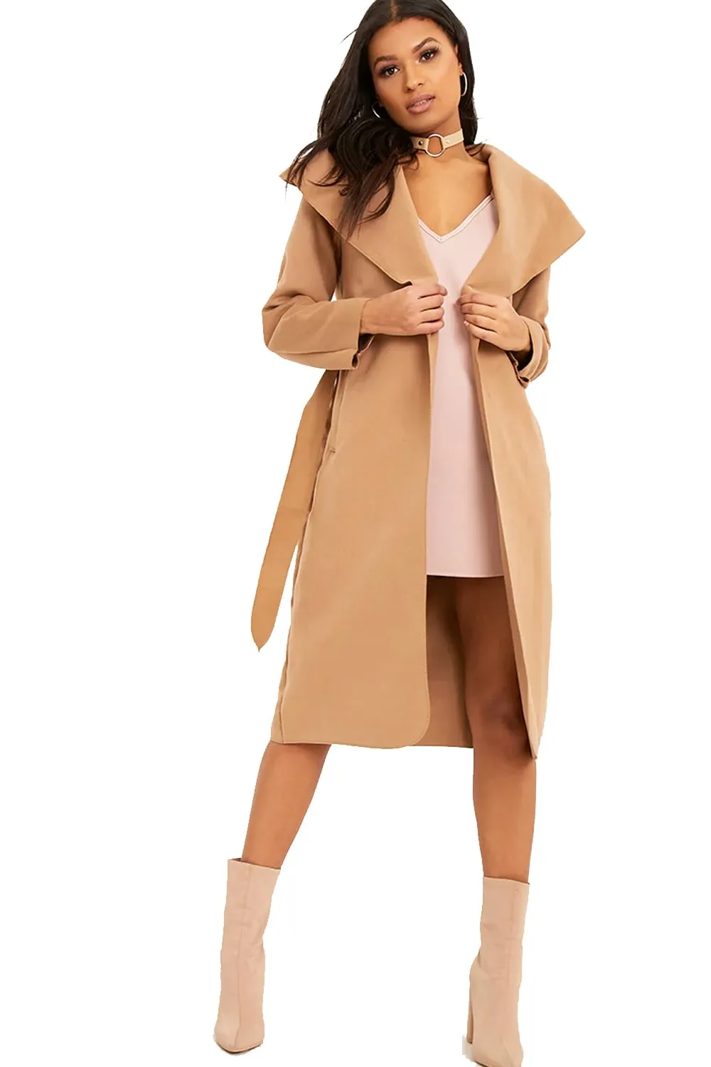 Oversized Wool Waterfall Trench Jacket Coat