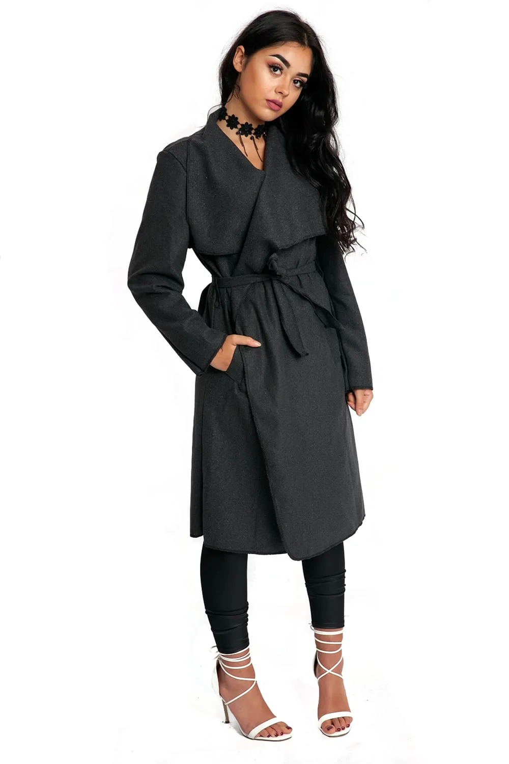 Oversized Wool Waterfall Trench Jacket Coat