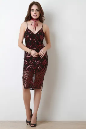 Patterned Sequin Mesh Dress