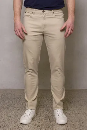 Pete Five Pocket Cotton Chino: Sand