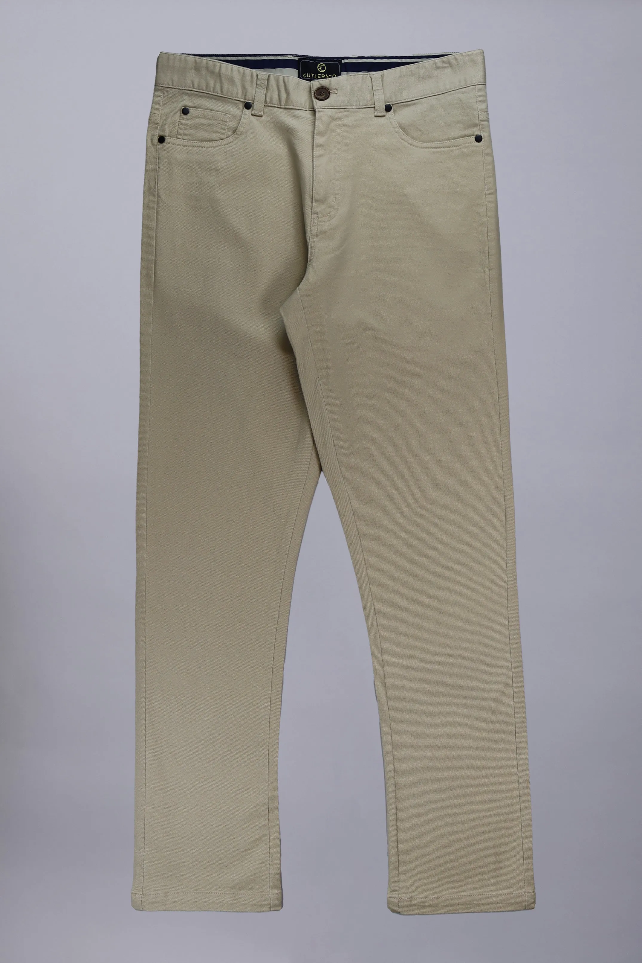 Pete Five Pocket Cotton Chino: Sand