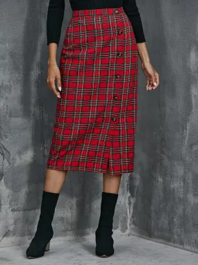 Plaid Button-Down Mini Skirt