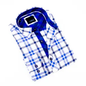 Plaid Linen Shirt - Navy on White