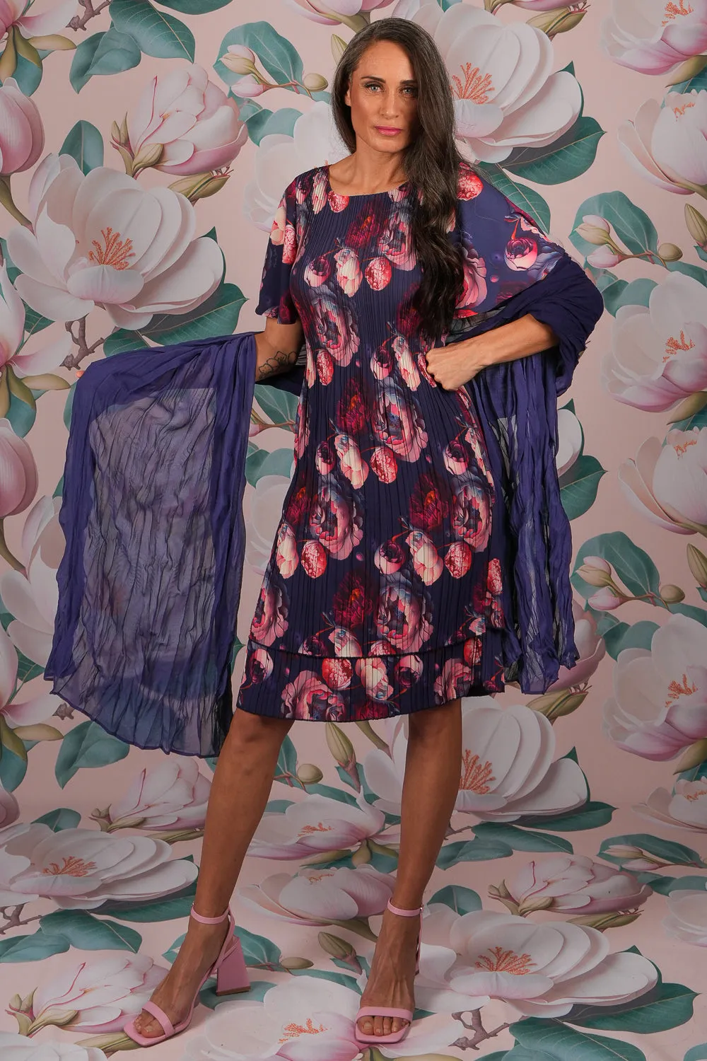 Pleat Me Dress - Dream Floral Navy