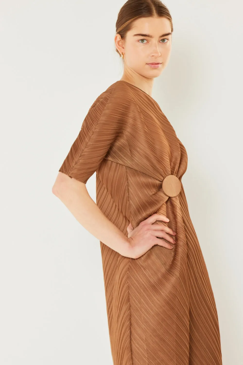 Pleated Dolman Sleeve Dress