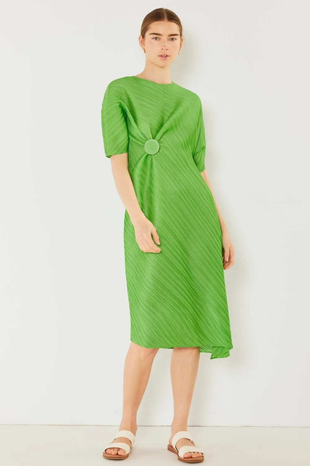 Pleated Dolman Sleeve Dress